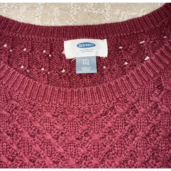 Old Navy Women's Popcorn Knit Sweater Plus Size XXL Marin Berry - Picture 3 of 7